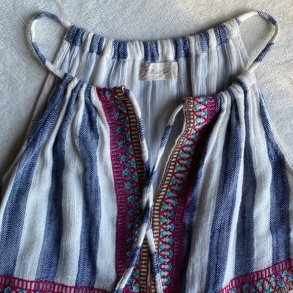 Striped Sleeveless Top: Small, Embroidered White & Blue - Women's Altar'd State - Picture 2 of 6
